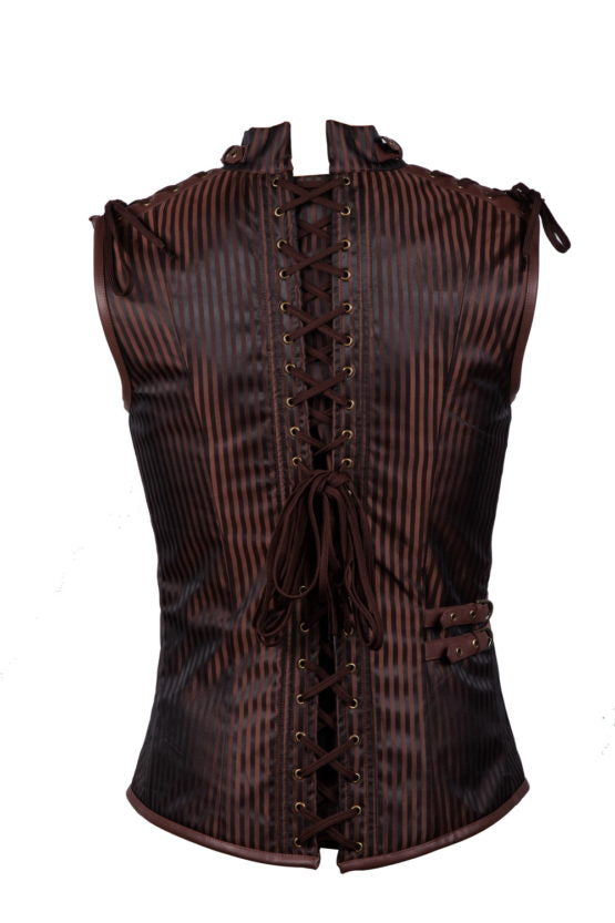 men's corset top brown front