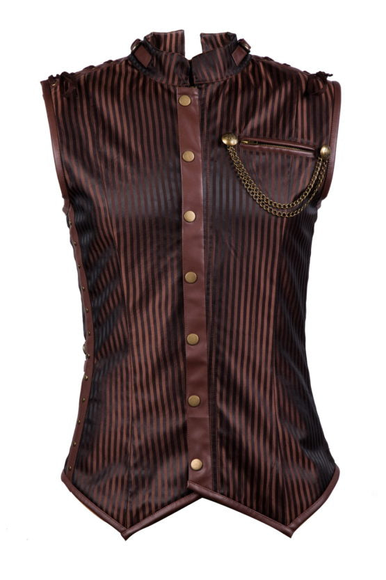men's corset top front brown
