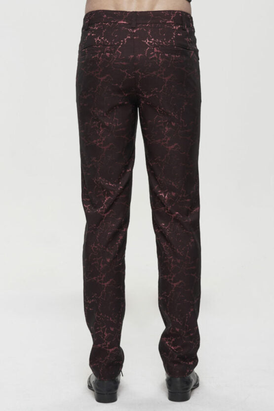 red gothic lace detail zipup pants