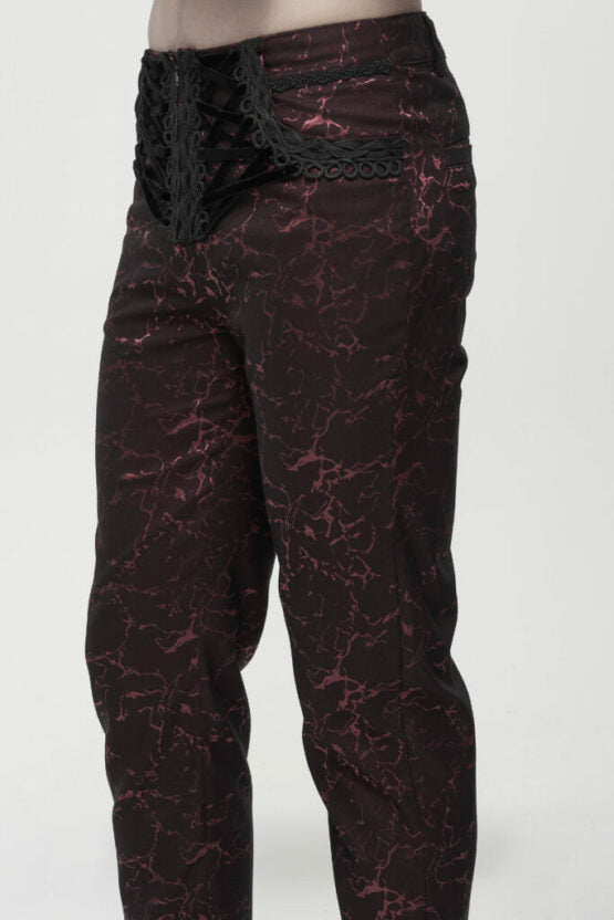 red gothic laceup pants zipper