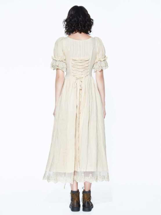 steampunk dress with ruffle short sleeves back