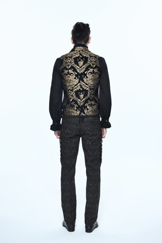 goth embroidered gold brocade collared waistcoat