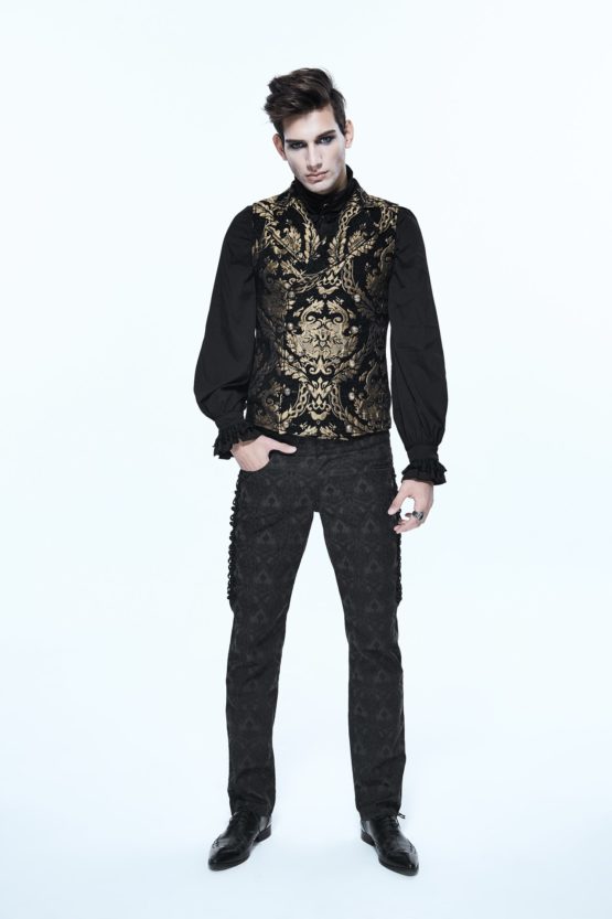 gothic embroidered gold brocade collared waist coat