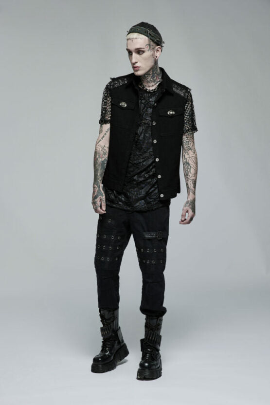 punk daily wear simple vest black