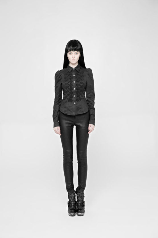 gothic military long sleeve shirt front
