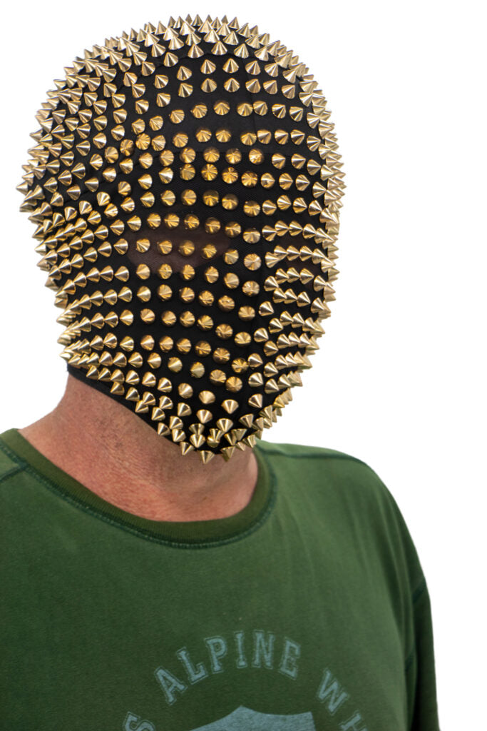 spiked full face mask gold