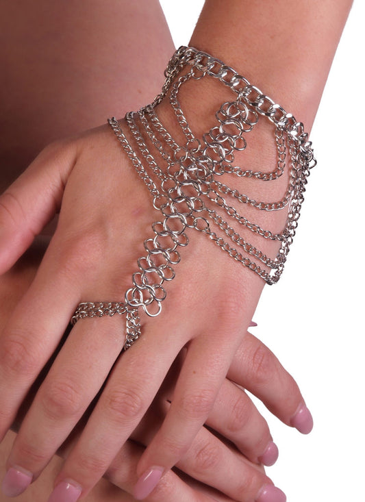 silver chain ring bracelet