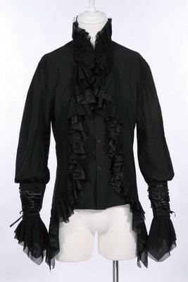 gothic  ruffle shirt black