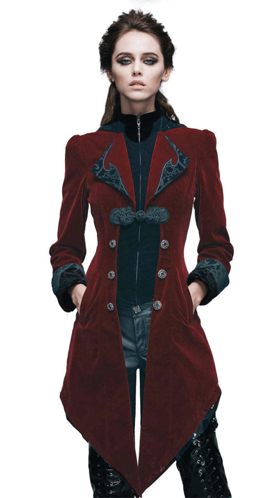 red vintage gothic swallow tail jacket
