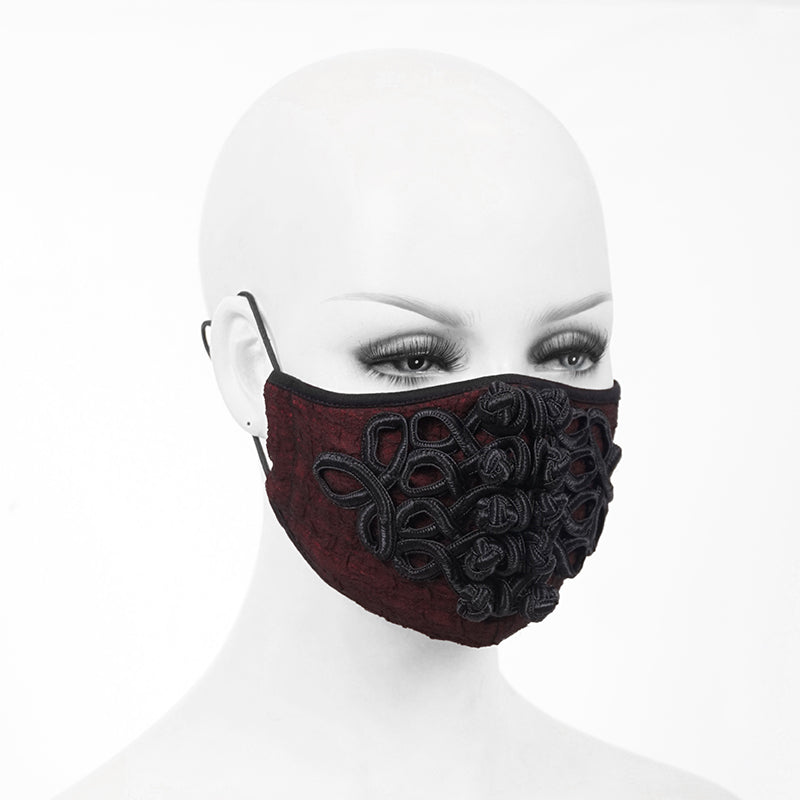 burgundy braided victorian face mask