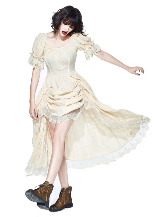 steampunk dress with ruffle short sleeves